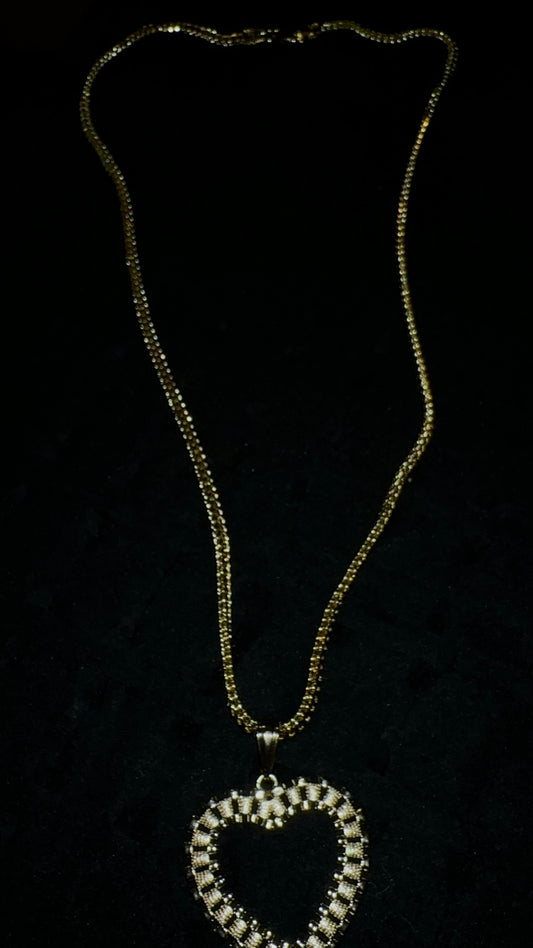 Franco Style Chain with Rolex Heart Pendant Gold Plated