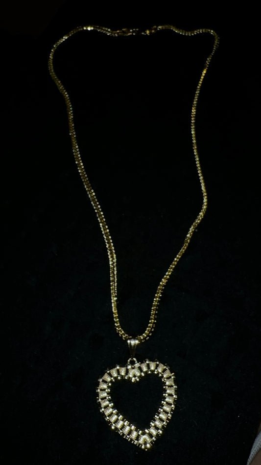 Franco Style Chain with Rolex Heart Pendant Gold Plated