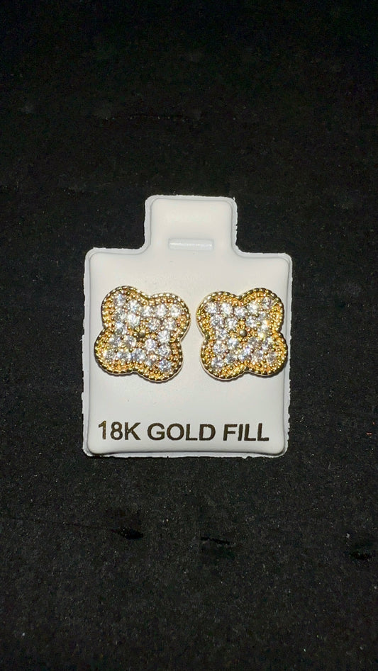 Clover-Inspired Diamond Gold-Plated Earrings
